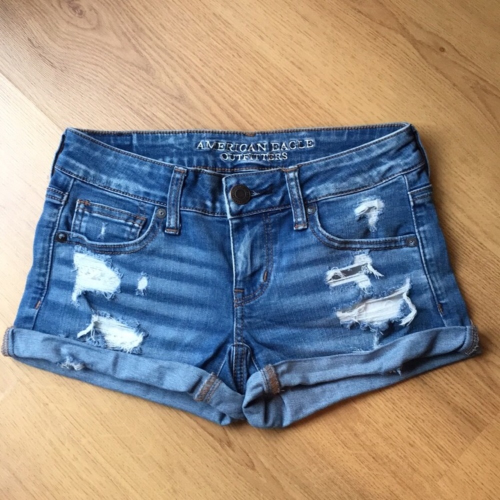 AEO Cuffed Distressed Jean Shorts